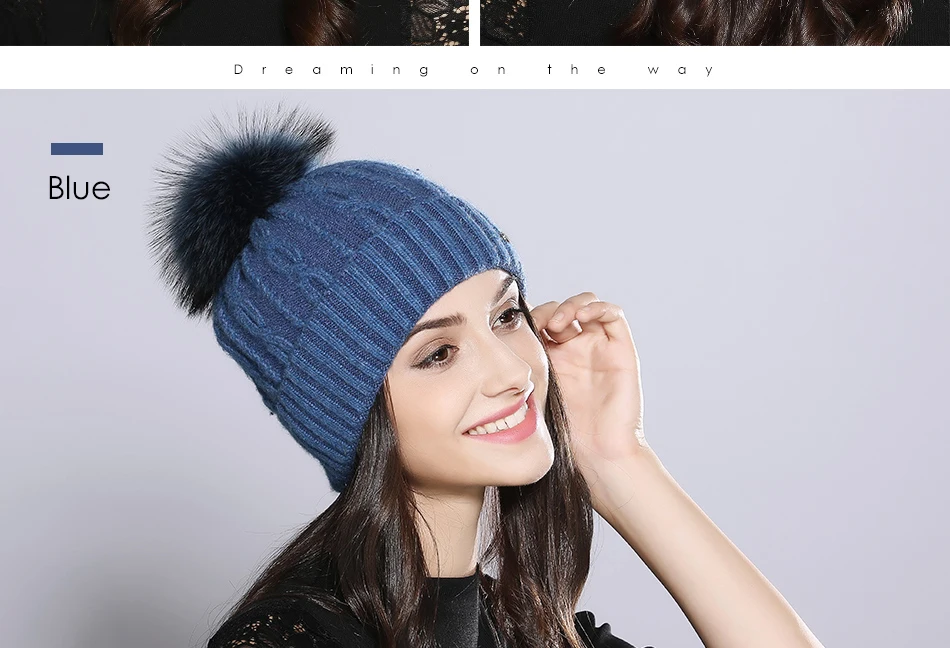 Woman Winter Hats Wool Skullies Beanie Raccoon Fur Pom Pom Stripe Knitted Hat Female Autumn Skullies Beanies  (18)