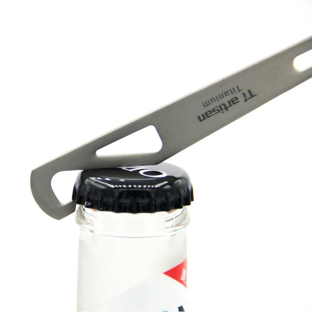 Tiartisan Titanium Sandblasting Outdoor Portable Straight Handle Multi-function Bottle Opener Tableware Household Spoon Ta8016