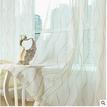 

1PC 2 color Pastoral Embroidered Voile curtain printed curtains ready-made curtains for Living Room/Bedroom Blinds on windows
