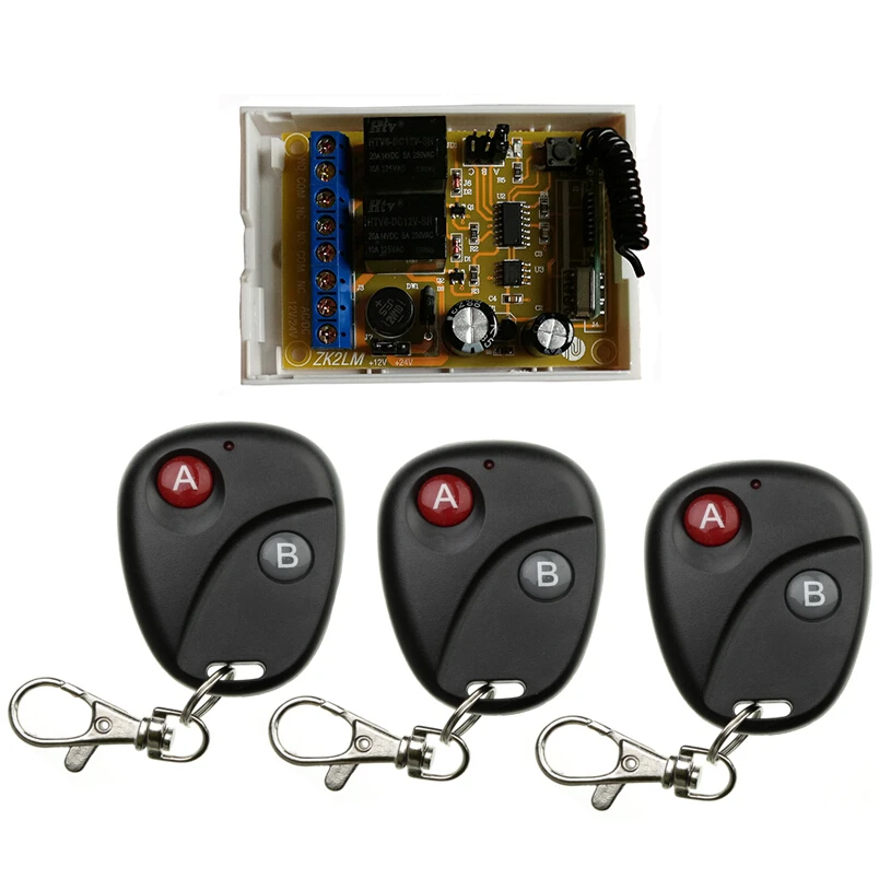 

DC 24V 10A 2CH RF беспроводной пульт дистанционного управления 1 * приемник и 3 * передатчик светильник/лампа/светодиодный мощность