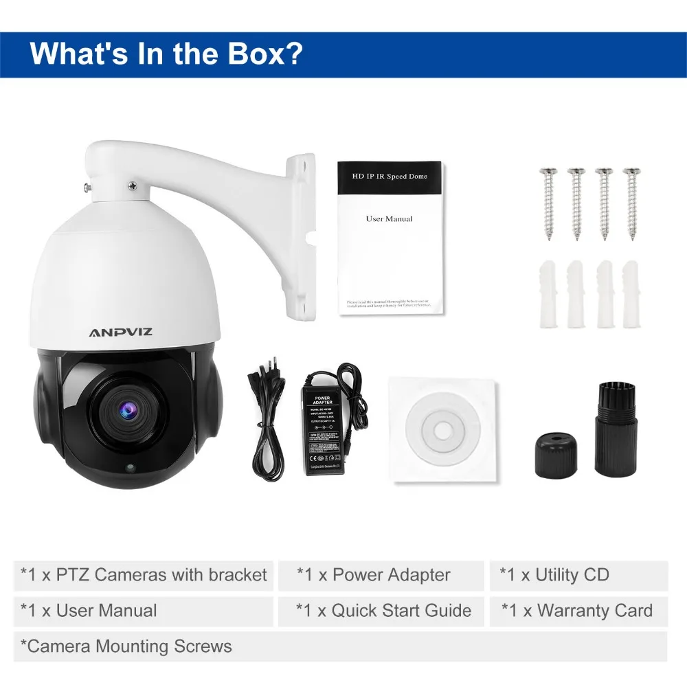 Anpviz 1080P POE PTZ IP Dome Camera Outdoor ONVIF 30X ZOOM Waterproof Speed Dome Camera 2MP HIKVISI