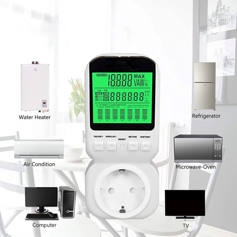 Electric Power Consumption Meter Energy Monitor Usage