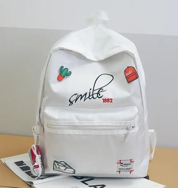 Милые школьные сумки для девочек, детская школьная сумка, корейский рюкзак для отдыха, повседневные Модные школьные сумки для девочек-подростков - Цвет: White