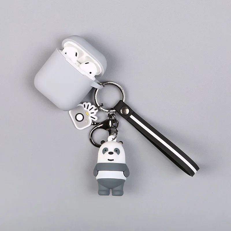 

Cute Anime We Bare Bears Polar Bear Brown Bear Panda Doll Decorative Silicone Case for Apple Airpods Case Accessories Keychain