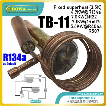 

TB-11 Fixed superheat setting expanision valve has Internal pressure equalisation,warm thermal head provides best reliability