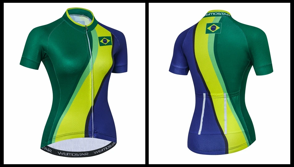 Short Sleeve Cycling Jersey Women Brazil Team Cycling Clothing Quick