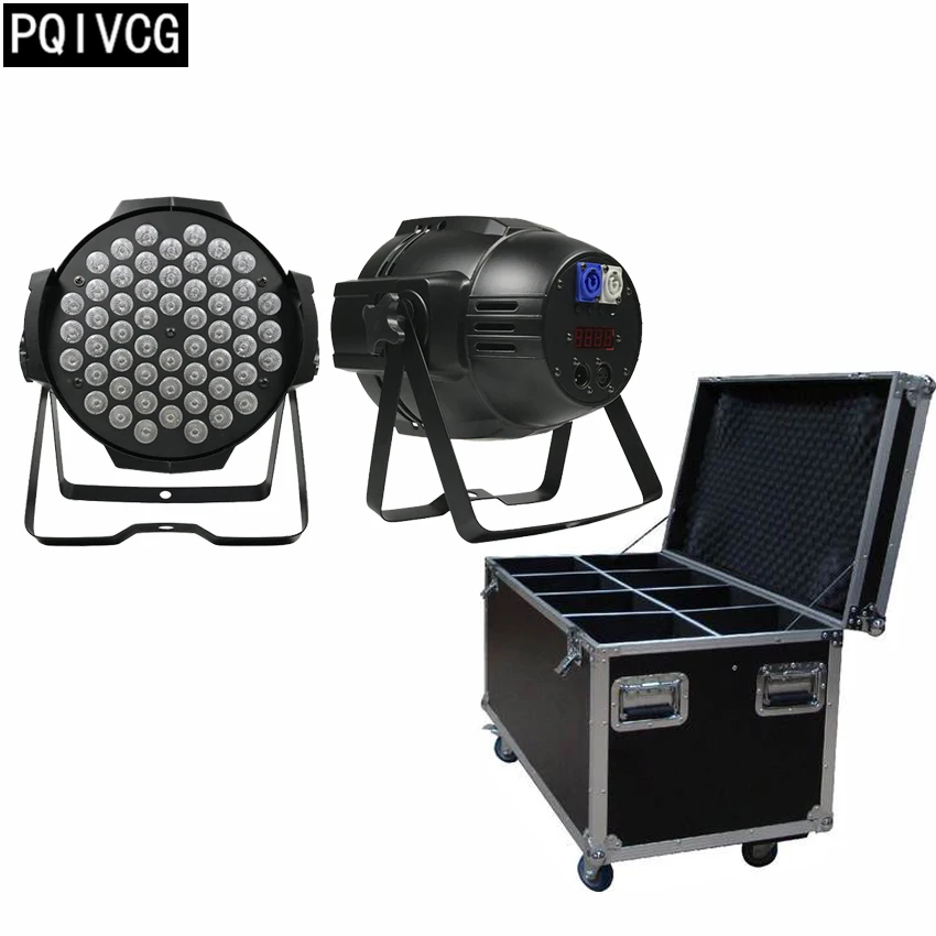 8pcs/54x3w led par light rgbw+flight case flat par led dmx512