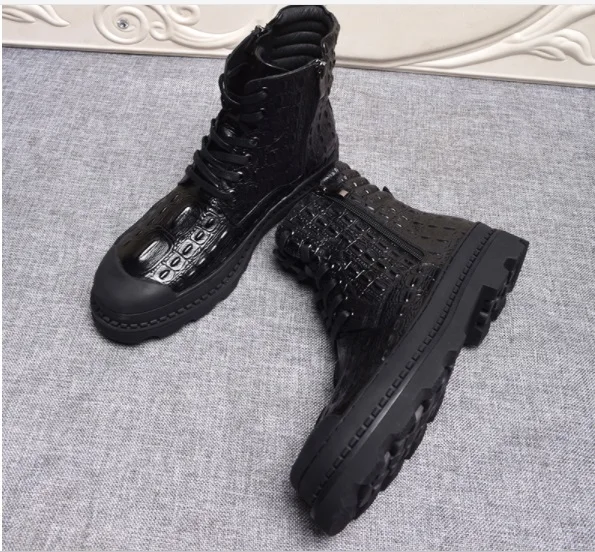 Lace Cuero Antideslizantes As Cocodrilo Botas 1 Genuino De up Otoño Patrón Invierno Los Martin Zip Bota Europeos Americanos Hombres Pic an7T8gn4