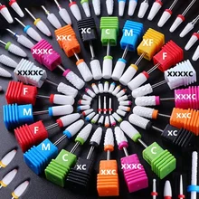 28 типов керамических карбидные сверла для ногтей, набор фрез для электрического маникюрного сверла, оборудование для маникюра