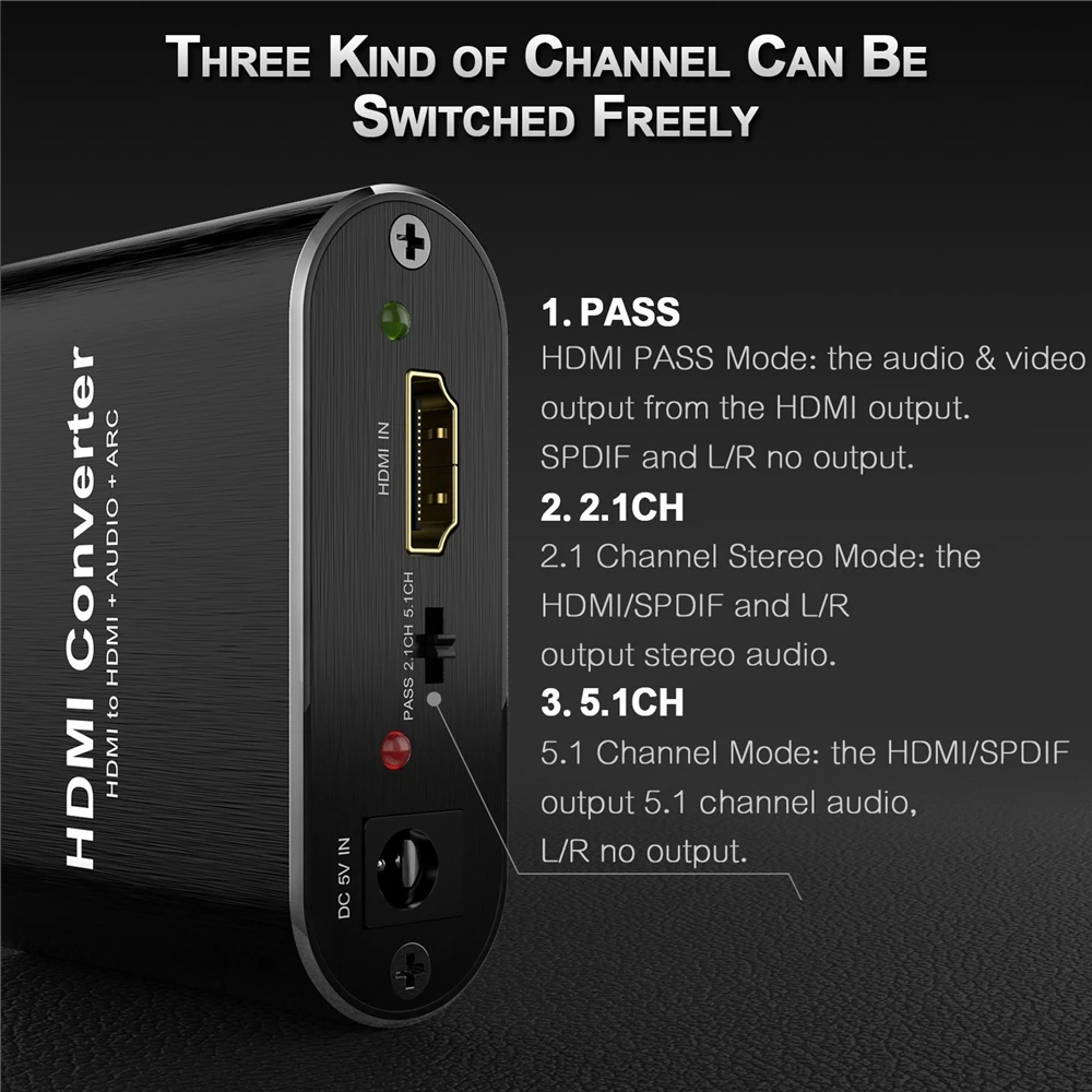 ESynic HDMI Audio Extractor 4K@30Hz - Optical Toslink SPDIF Converter For Dolby/DTS 5.1
