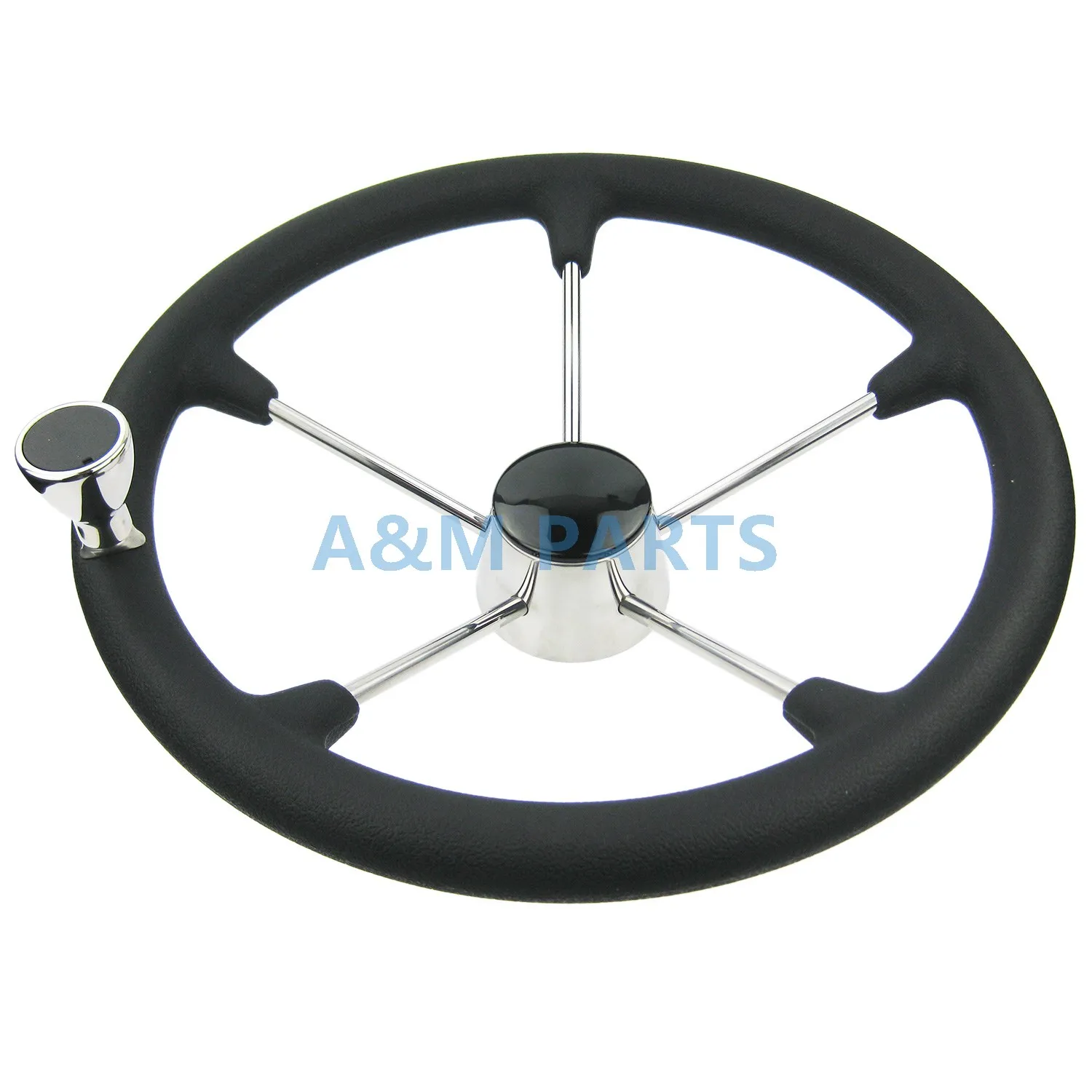15 1/2 inch Boat Destroyer Marine Steering Wheel 5 Spoke with Black