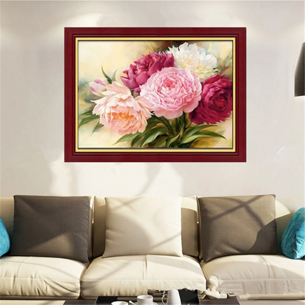 

New DIY 5D Round Diamond Peony flowers Embroidery Painting Cross Stitch Kits for Home Decoration