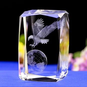 

K9 Crystal Laser 3D Internal Sculpture Inter-engraving Hawk Eagle Glede Creative Gift Office Desk Shelf Home Decoration Crafts