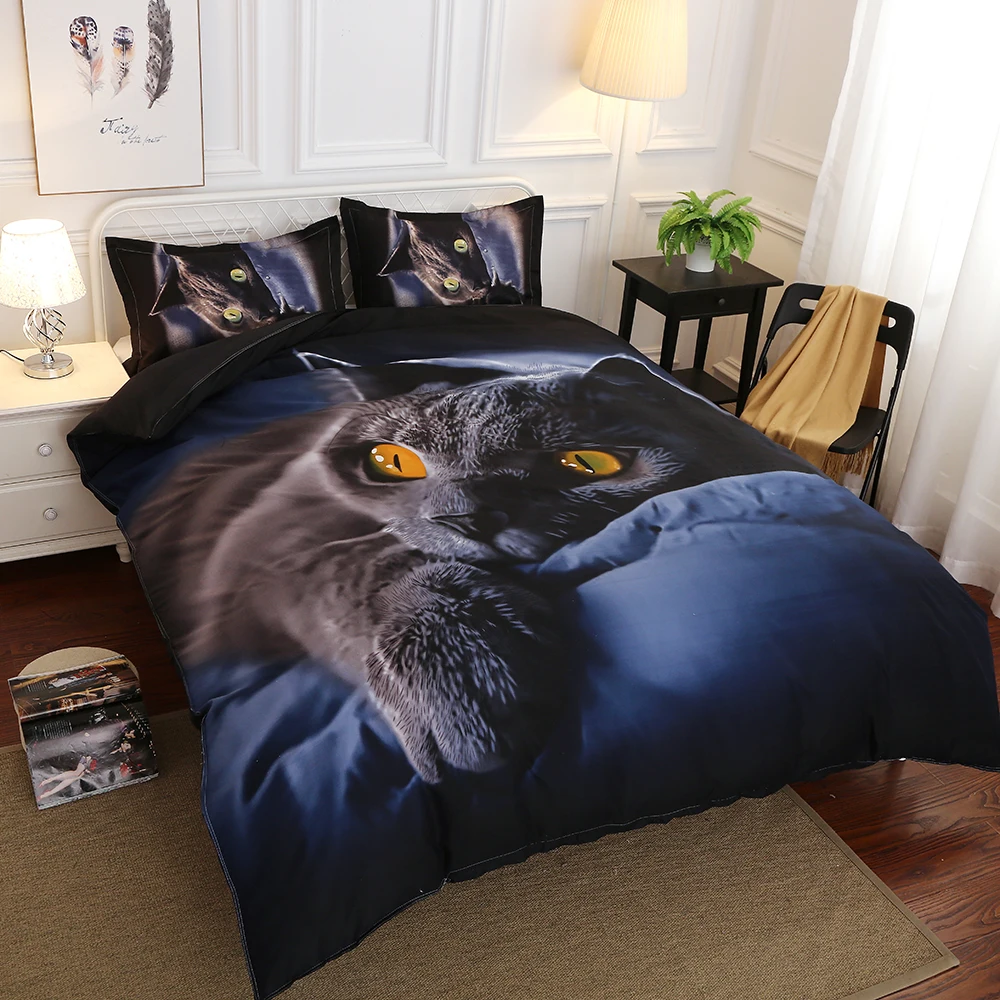 Комплект постельного белья в европейском и американском стиле, удобный 3D комплект постельного белья нового дизайна, мягкий домашний комплект постельного белья с принтом кота