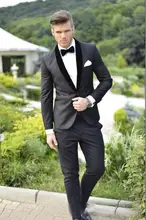 2016 Custom Made Black Fashion Men 3 Piece Suits Jacket Tuxedos Groomsman Suit Men’s Wedding Suits Formal Party Suits