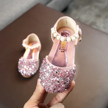 

Size 21-36 Fashion Children Kids Shoes Girls Fashion Sandals Pearl Sequins Single Shoe Solid Single Dance Princess Shoes