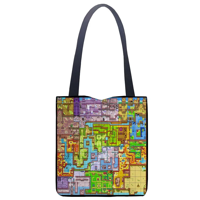 

Custom legend of zelda map printing shoulder bag canvas tote bag shopping travel book handbag custom logo