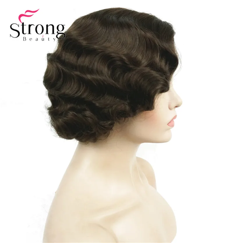 StrongBeauty 1920's Flappers Короткий Палец Волна светильник блонд полный синтетический парик