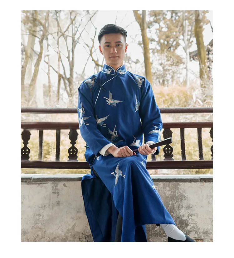 Фильм ТВ представление одежда древний мужской костюм Вышитое Платье Китайский Традиционный Тан костюм мужской cheongsam длинный халат