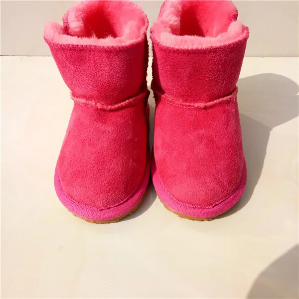 Новинка; зимняя австралийская обувь для малышей; ботинки для новорожденных; искусственный мех; Шерсть; Детские ботиночки для девочек; флисовые ботинки для мальчиков с твердой подошвой - Цвет: rose