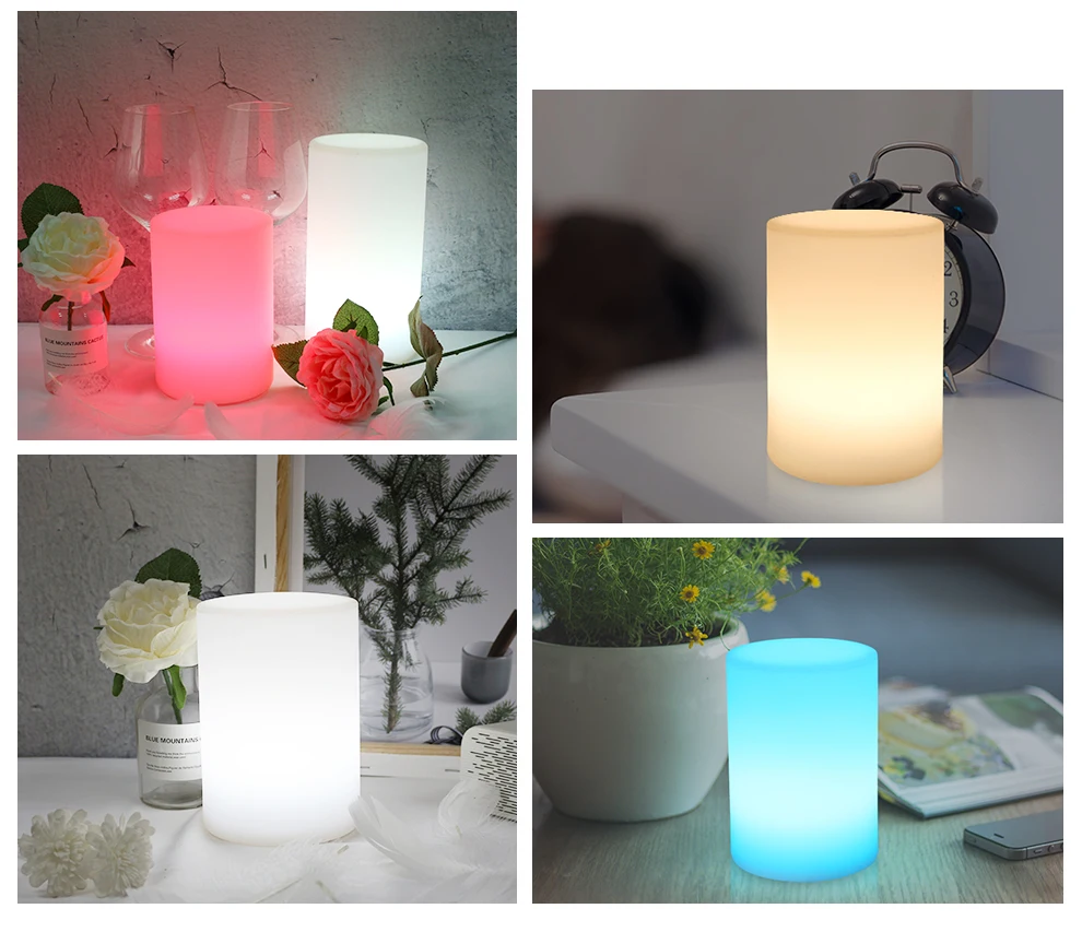 Cylinder Shape WiFi Smart Table Lamp Compatible with Alexa Voice Control Hand Touch LED Ambient Night Light Controlled by APP_F6