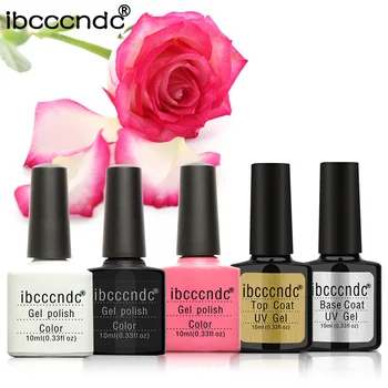 

New 10Ml 5pcs/lot Nail Art Design Manicure Set DIY Soak Off Gel Polish LED UV Gel Nail Polish Lacquer Varnish Top Base Coat