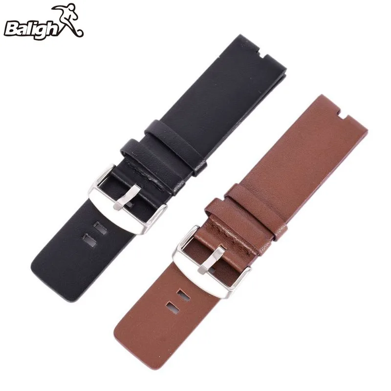 

22mm Replacement Brown / Black Strap Smooth Leather Watch Band Strap For Motorola MOTO 360 Smart Watch