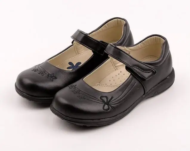 New fashion Girls Leather Shoes Black Autumn Anti Slip Flat with Kids Party Wedding Princess Shoes for Girls school shoes