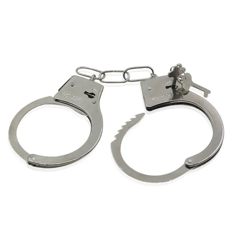 

Pretend Play Silver Metal HandCuffs With Keys Police Role Cosplay Tools Police Toy For Children Boy Pretend Game Educational toy
