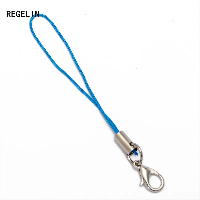 Чехол для мобильного телефона REGELIN, ремешок Лариат, застежка-лобстер, шнур для сотового телефона, цепочка для ключей, подвеска, кольцо с разъемом «сделай сам» - Цвет: blue