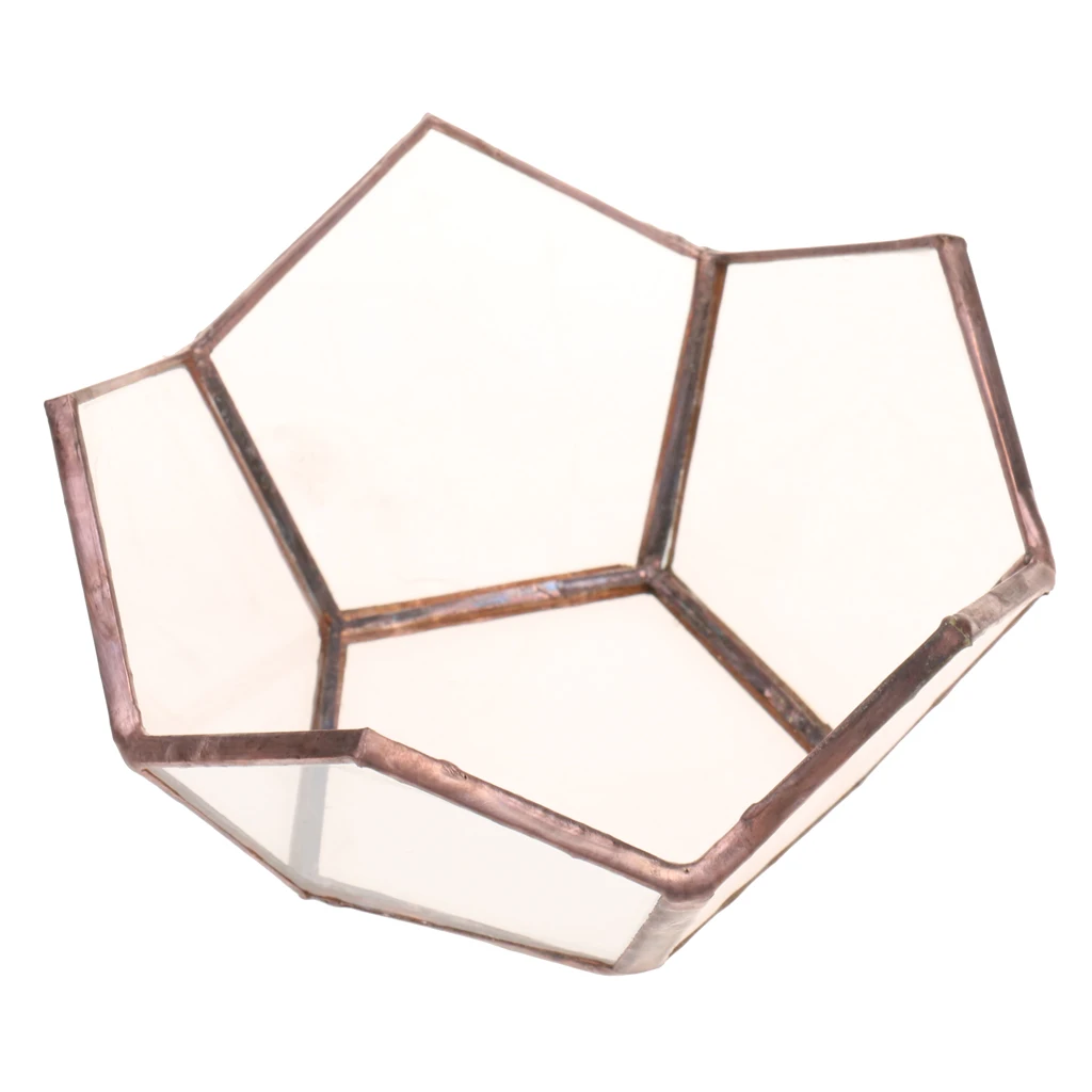 Modern Open Glass Metal Geometric Terrarium Succulent Indoor Planter Pot