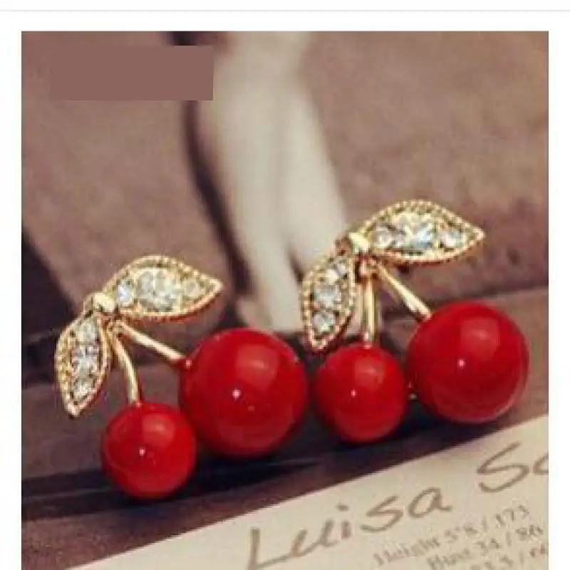 Новые модные милые красные серьги-Вишенки Cz серьги ювелирные изделия бусы подарок девушки ювелирные изделия оптом