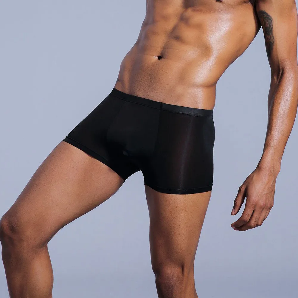 Men's Fashion Ultra thin Sexy Ice Silk Ultra thin Breathable Men's Boxers Men's Underwears