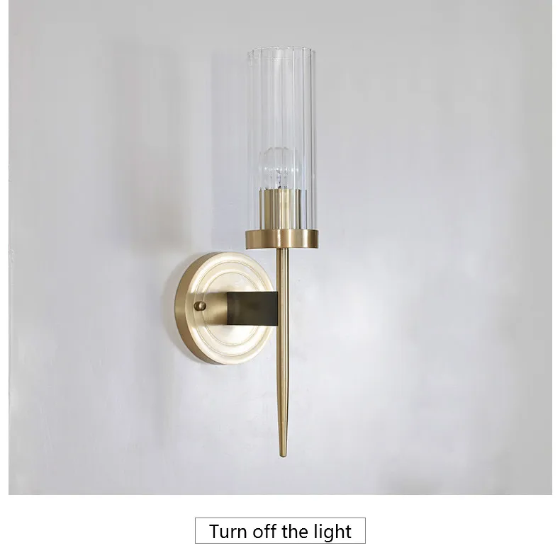 Nordic Simplicity Copper Wall Lamp Glass Lantern Golden Completed Luxury Atmosphere Living Room Decoration Wall Sconce Restaura
