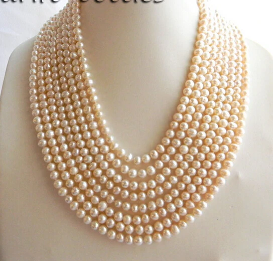 

fast8Strands 18'' 6mm White Round Freshwater Pearl Necklace