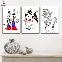 DIY Раскрашивание картины по номерам с цветами мультфильм маленькие животные картина рисунок по номерам Обрамленный дом