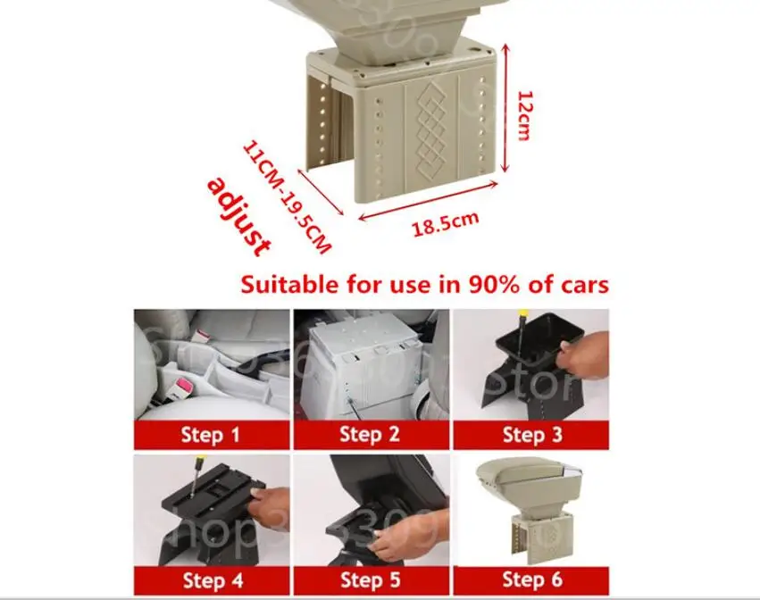 Universal Armrest Car Arm Rest Center Centre Console Rotatable Storage Box Top