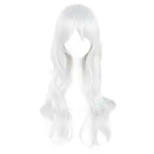 MCOSER 70 см синтетический длинный волнистый серебристо-белый цвет косплей парик высокотемпературный волоконный WIG-636Z волос