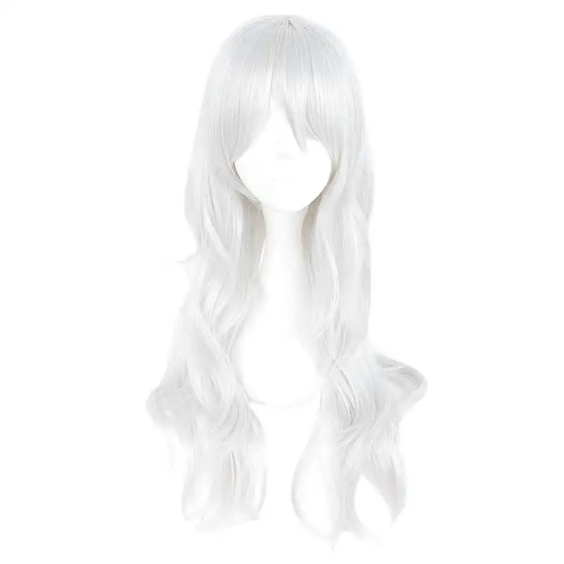 

MCOSER 70cm Synthetic Long Wavy Silvery White Color Cosplay Wig 100% High Temperature Fiber Hair WIG-636Z