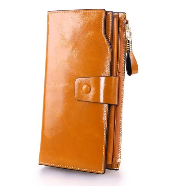 

Fashion Women's Genuine Leather Wallet Long Oil Wax Multi Card Wallet Purse Clutch Wallets PB2083