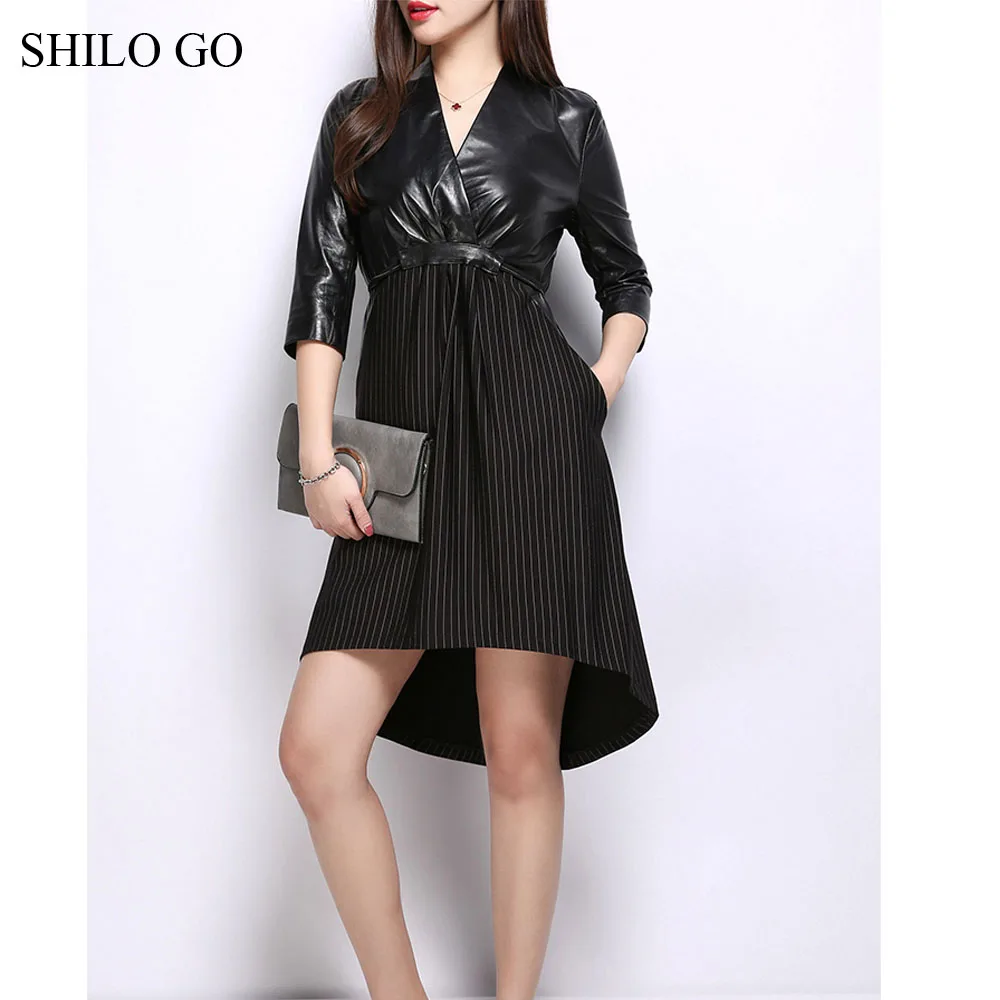 Платье SHILO GO женское Осеннее модное ассиметричное из натуральной овчины с