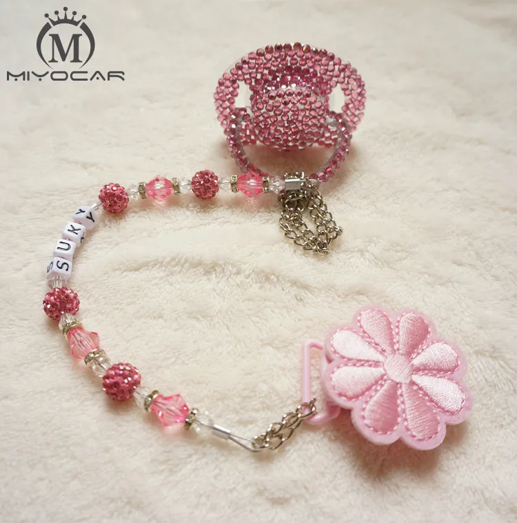 

MIYOCAR bling colorful hand made bling crystal rhinestone Baby Pacifier/ Nipples /Dummy /cocka /chupeta &pacifier clips