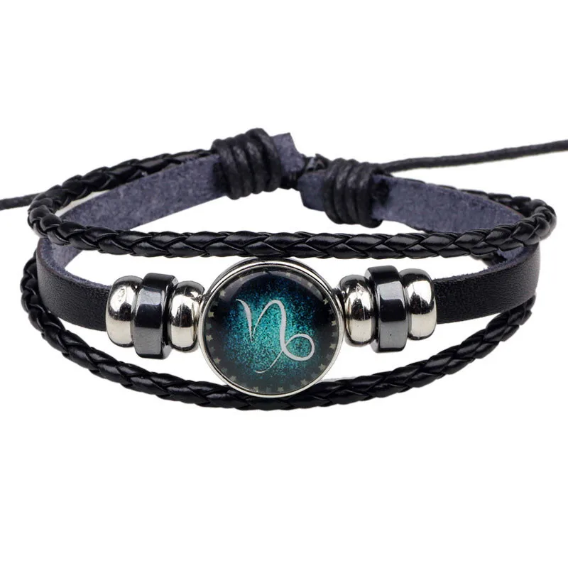 NIUYITID Constellation Bracelets For Women Men Fashion Handmade Braided Adjustable Leather Bracelets Jewelry (12)