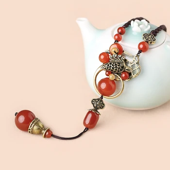 

Long necklace red ethnic wind sweater chain agate pendant pendant original accessories female winter free shipping