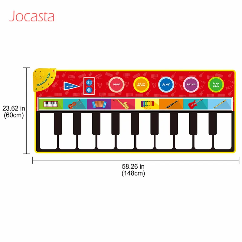 Large Size Baby Musical Carpet Keyboard Play Mat Music Instrument Piano Mat Educational Toys for Children Kids Gifts >