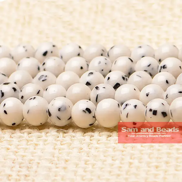

Free Shipping Natural Stone White Dalmation Beads 16" Strand 4 6 8 10 12MM Pick Size For Jewelry Making WDJB01