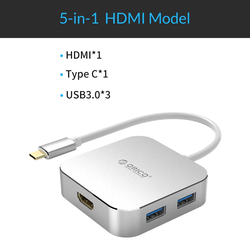 ORICO usb-хаб USB C до 3,0 концентратор HDMI VGA адаптер алюминиевый сплав USB разветвитель для MacBook samsung Galaxy S10 huawei mate 20 Pro - Цвет: XD-311-SV