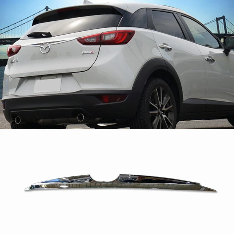 

MONTFORD ABS Chrome Rear Trunk Lid Cover Protective Cover Trim Molding Garnish Strip Car Styling For Mazda CX-3 CX3 2015-2018