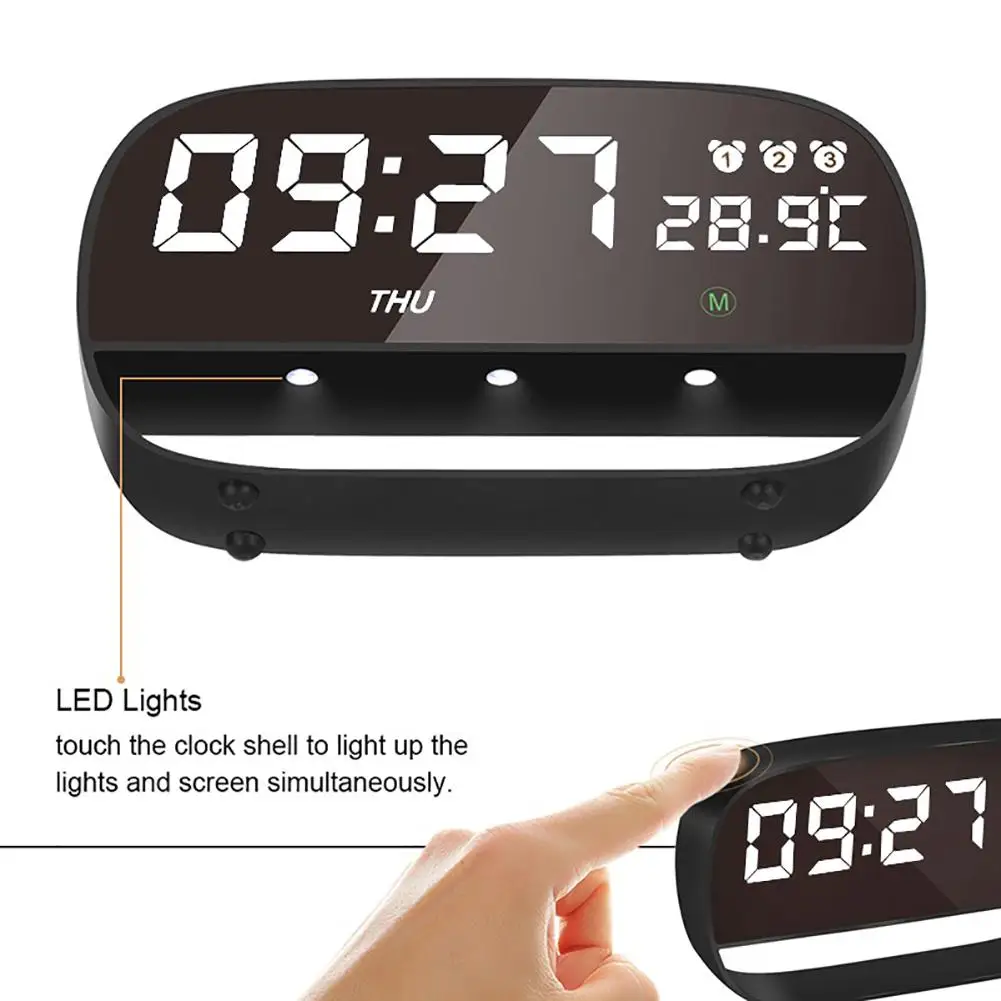 

Hot LED Digital Touch Night Light Date Week Temperature Desktop Table Alarm Clock