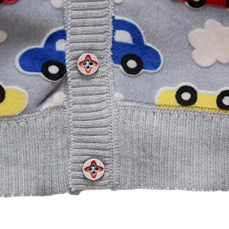 Вязаный кардиган, пальто для маленьких мальчиков и девочек, теплый свитер с рисунком автомобиля, весенне-осенняя кашемировая вязаная одежда
